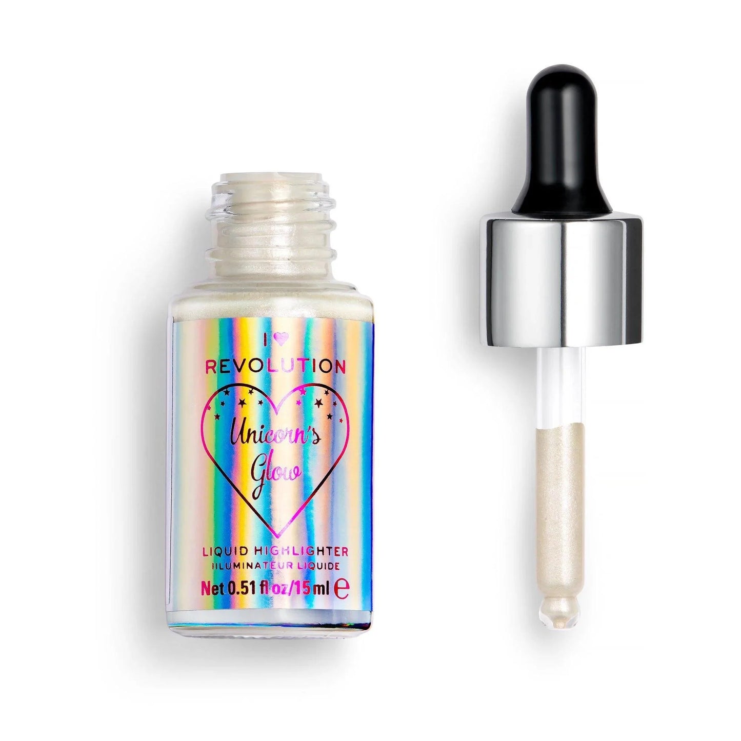 I Heart Revolution Liquid Highlighter Illuminator - Glow Enhancing Drops for Radiant Skin (UNICORN GLOW)